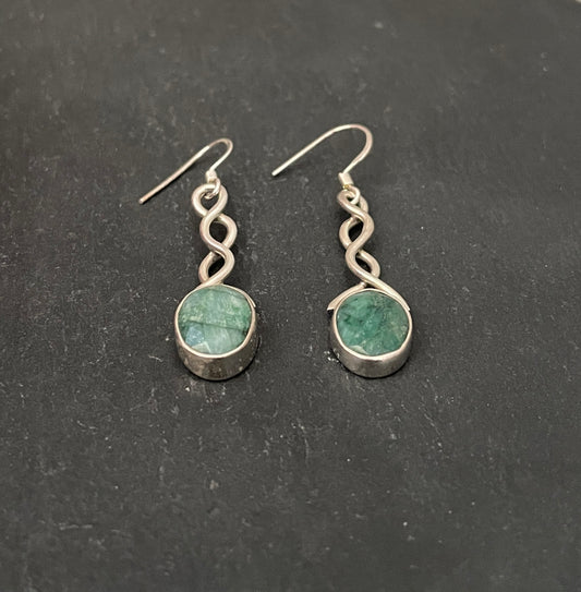 Emerald and Silver Earrings image 1