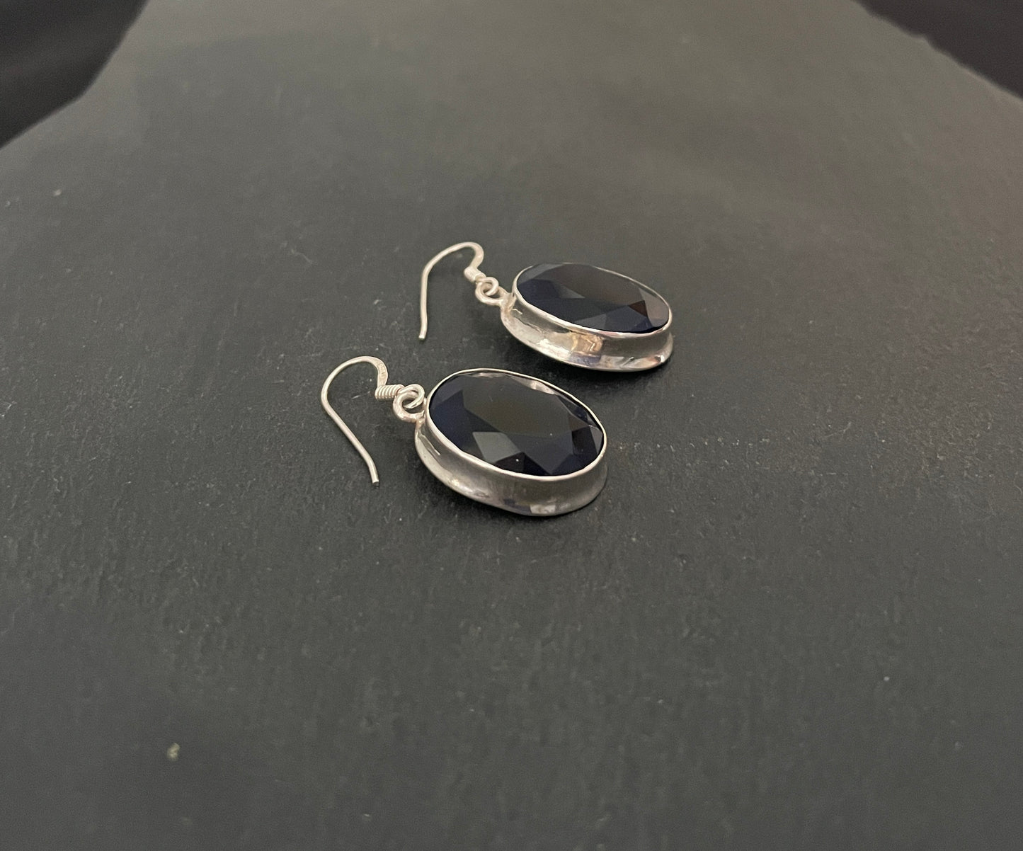 Large Sapphire Oval Drop Earrings image 2