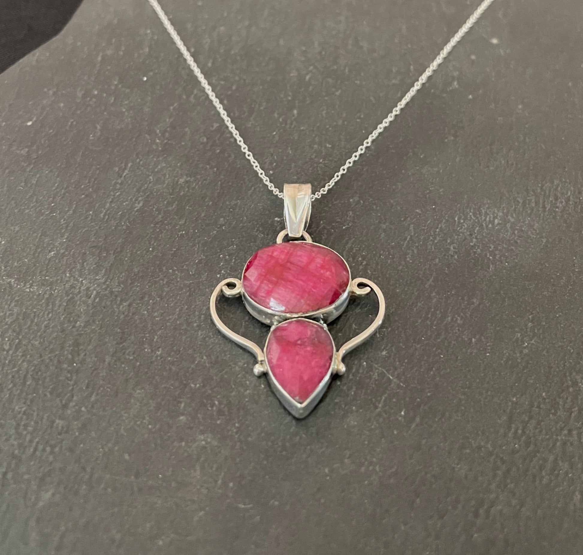 Oval and Teardrop Ruby Pendant image 1