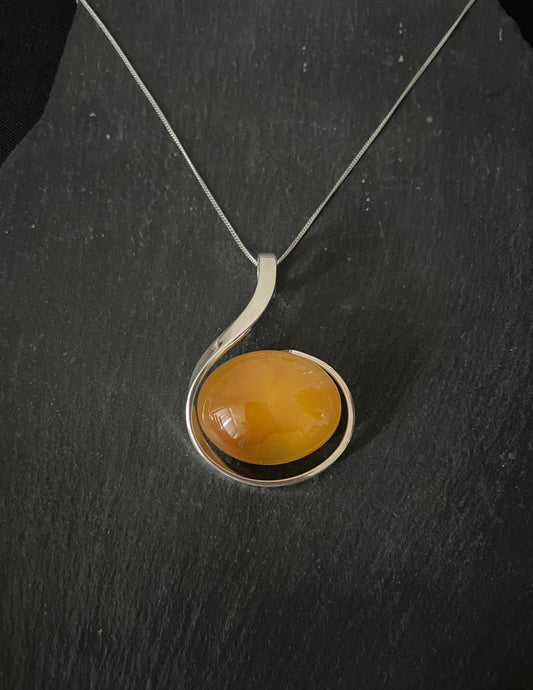 Amber Pendant with Handmade Silver Pendant image 0