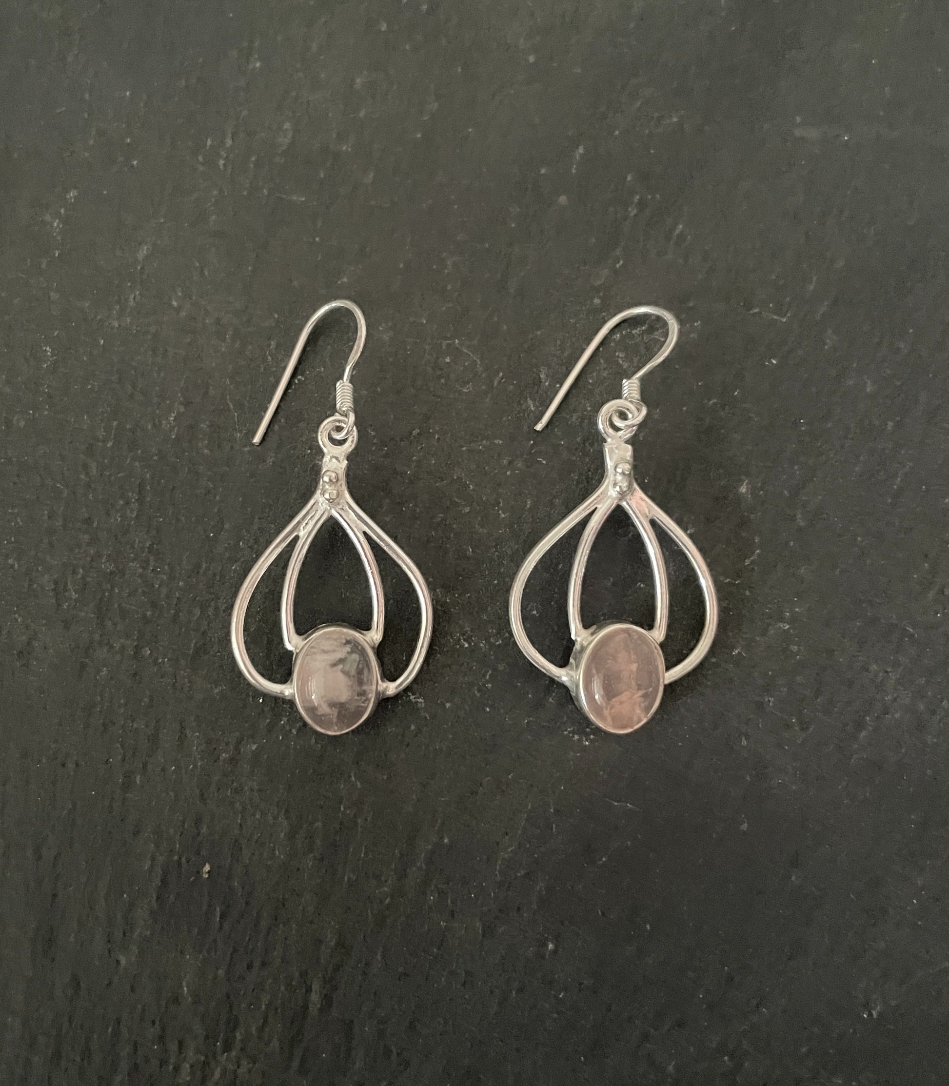 Rose Quartz and Silver Earrings image 0