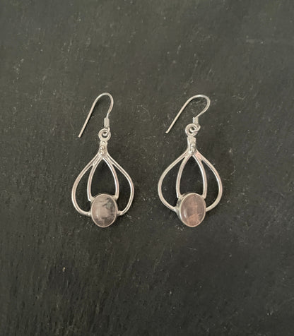 Rose Quartz and Silver Earrings image 0