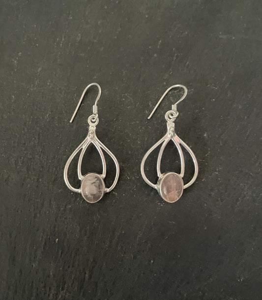 Rose Quartz and Silver Earrings image 0