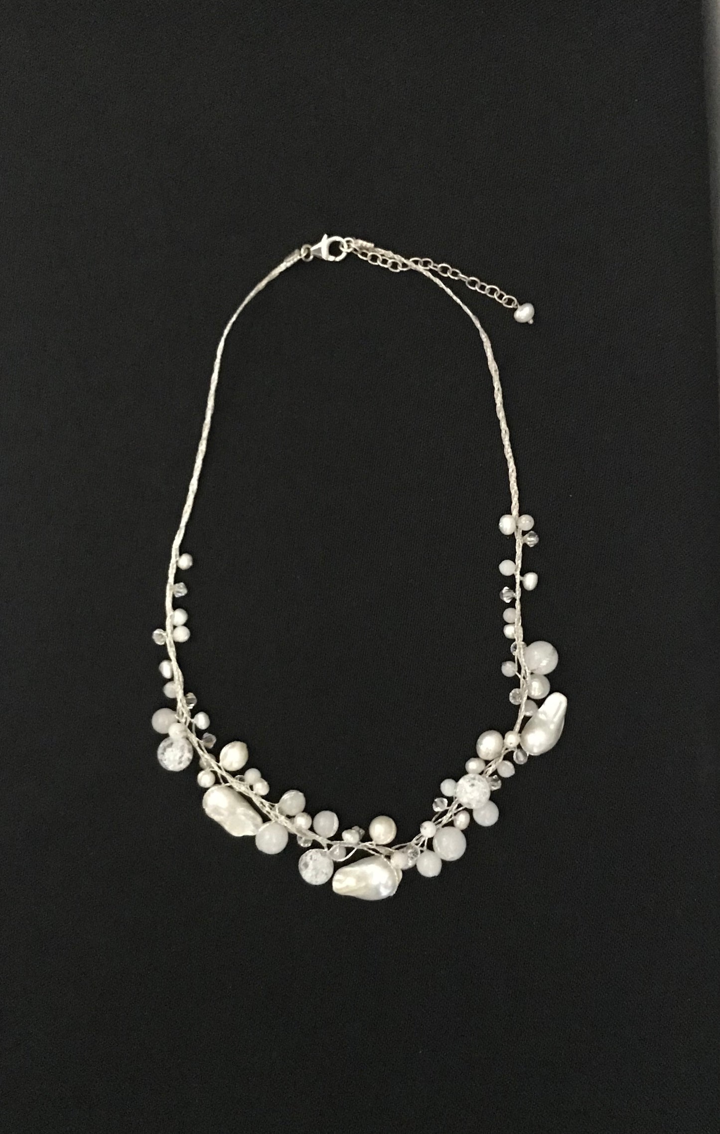 White Pearl and Bead Necklace image 0