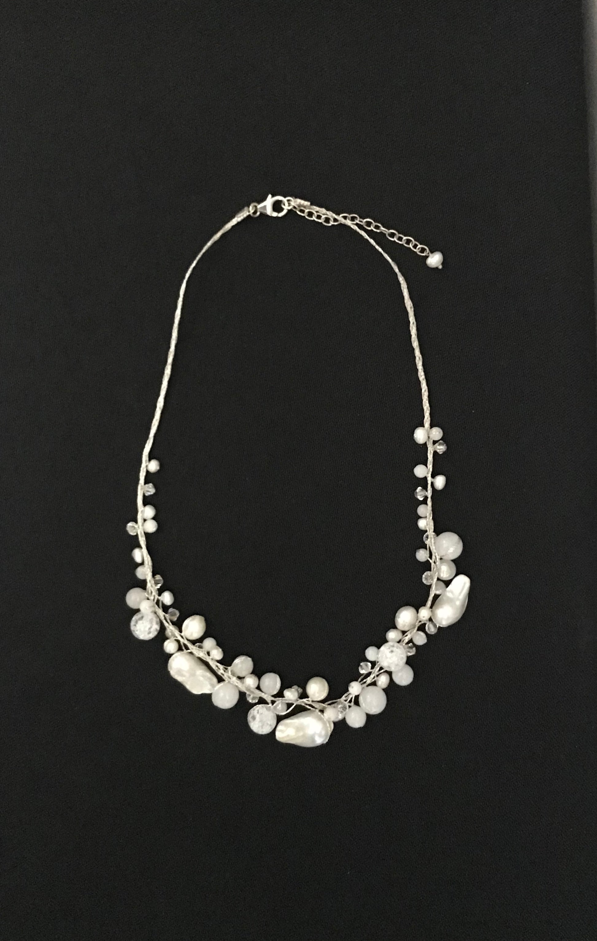 White Pearl and Bead Necklace image 0