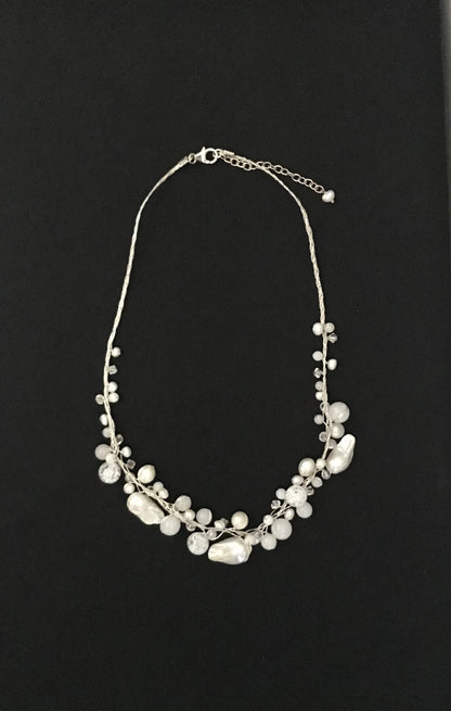 White Pearl and Bead Necklace image 0