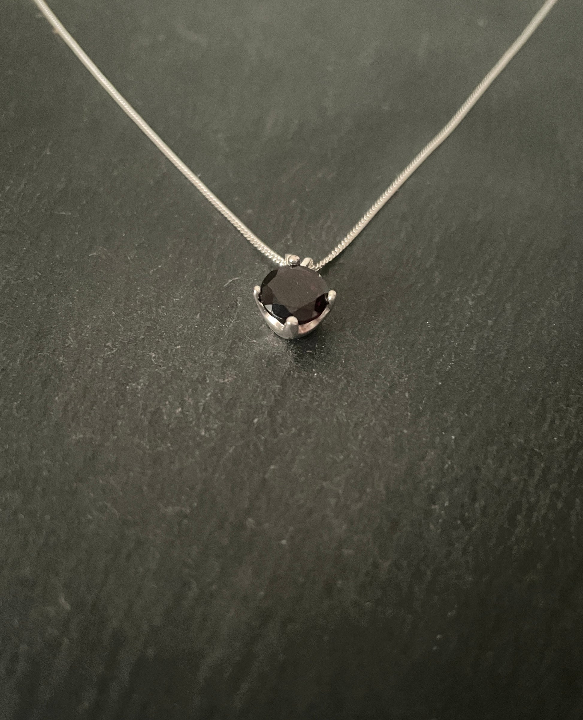 Round Garnet and Silver Pendant image 1