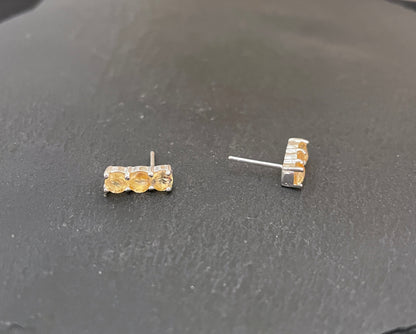 Three Stone Citrine Stud Earrings image 1