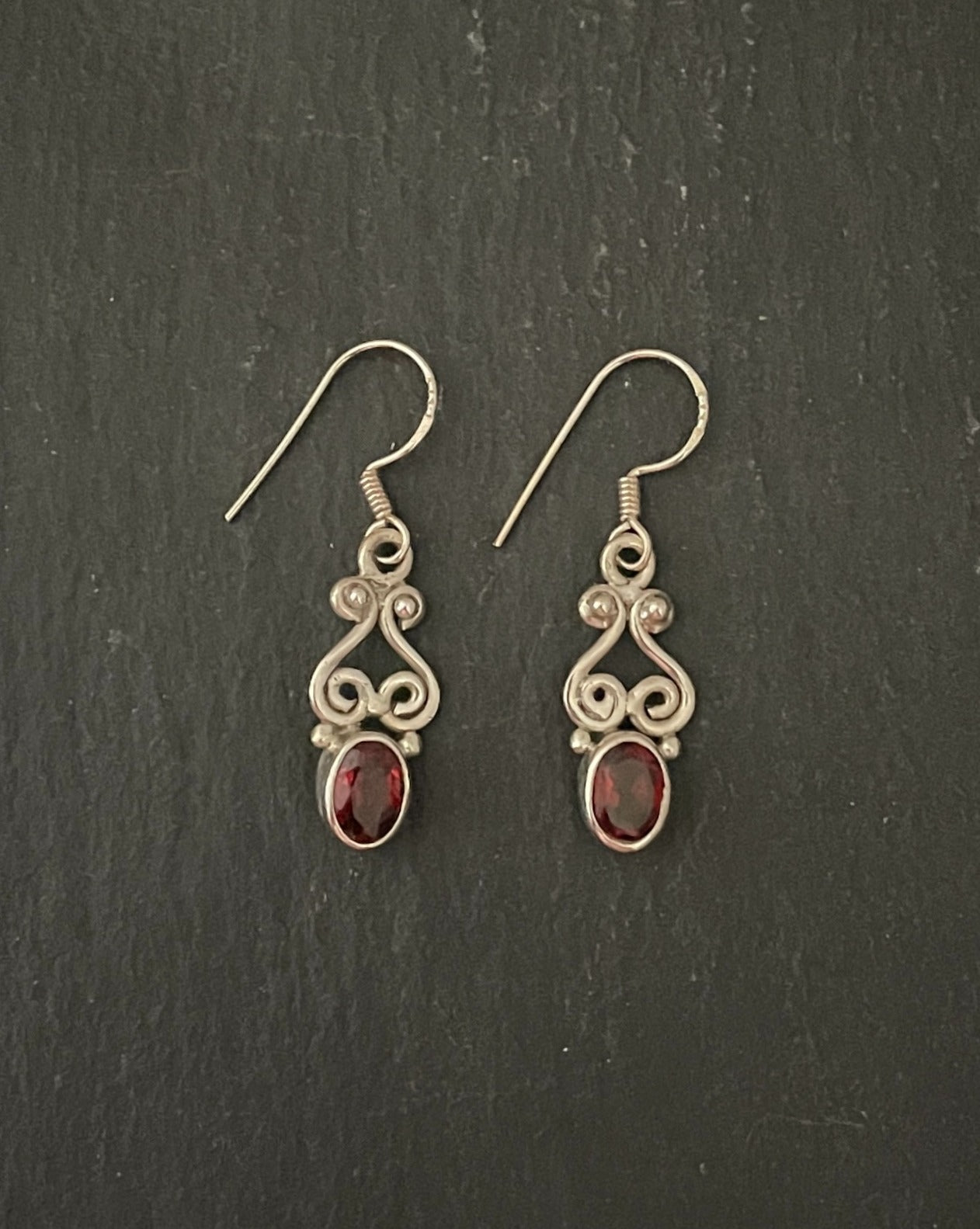Garnet and Silver Earrings image 0