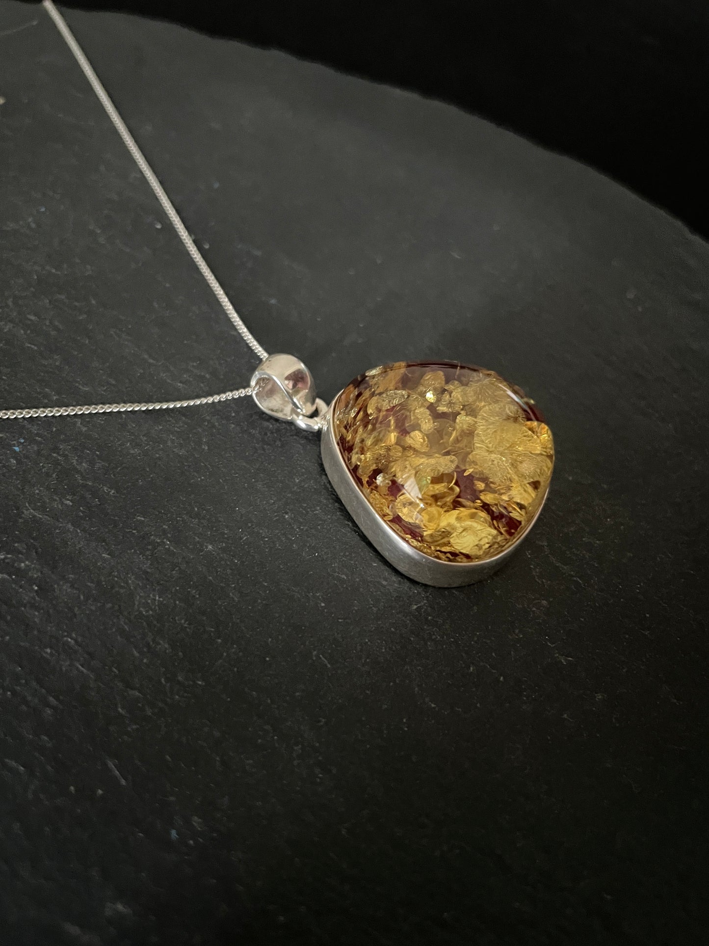 Red Amber and Silver Pendant image 2