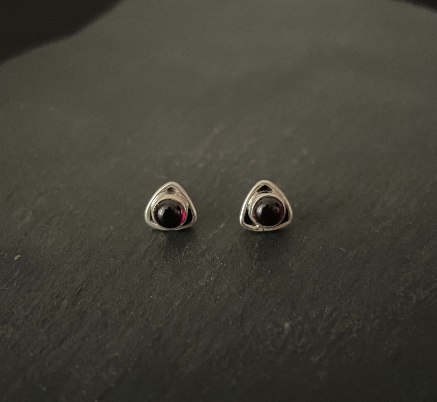 Garnet and Silver Stud Earrings image 0