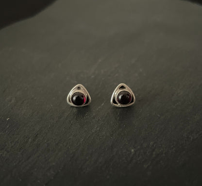 Garnet and Silver Stud Earrings image 0