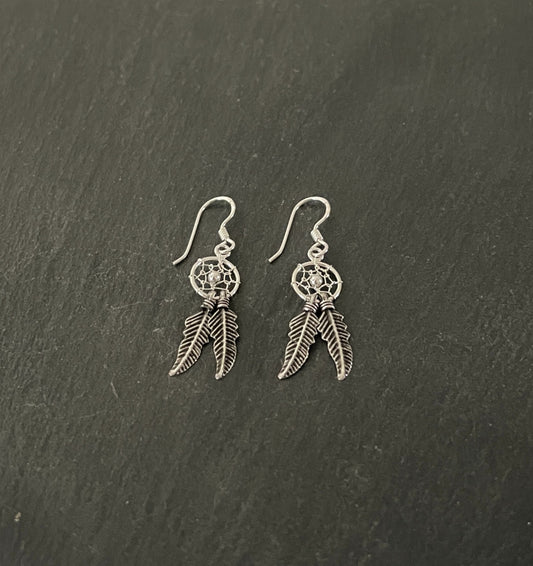 Silver Dreamcatcher Earrings image 1