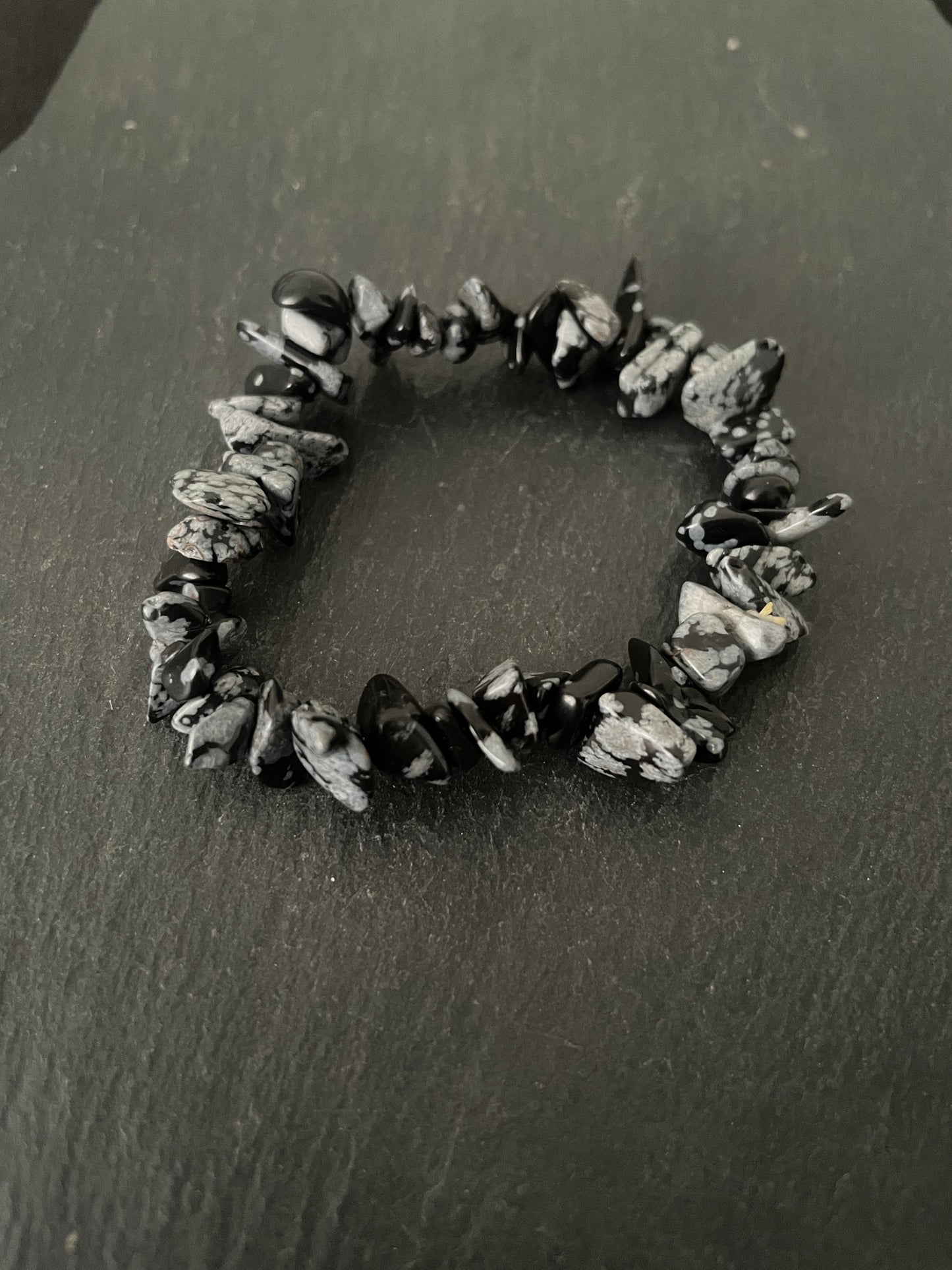 Snowflake Obsidian Chip Bracelet image 0