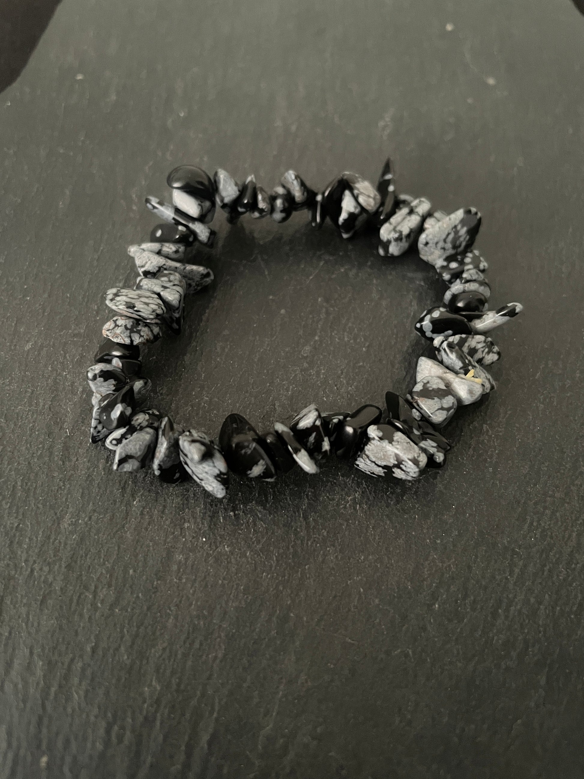 Snowflake Obsidian Chip Bracelet image 0