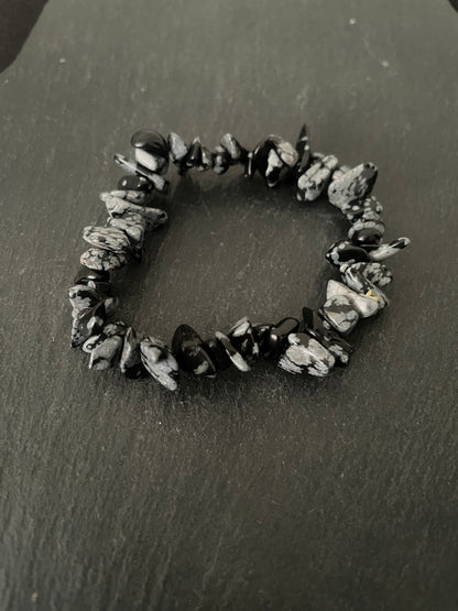 Snowflake Obsidian Chip Bracelet image 0