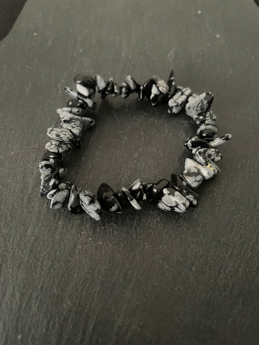 Snowflake Obsidian Chip Bracelet image 0