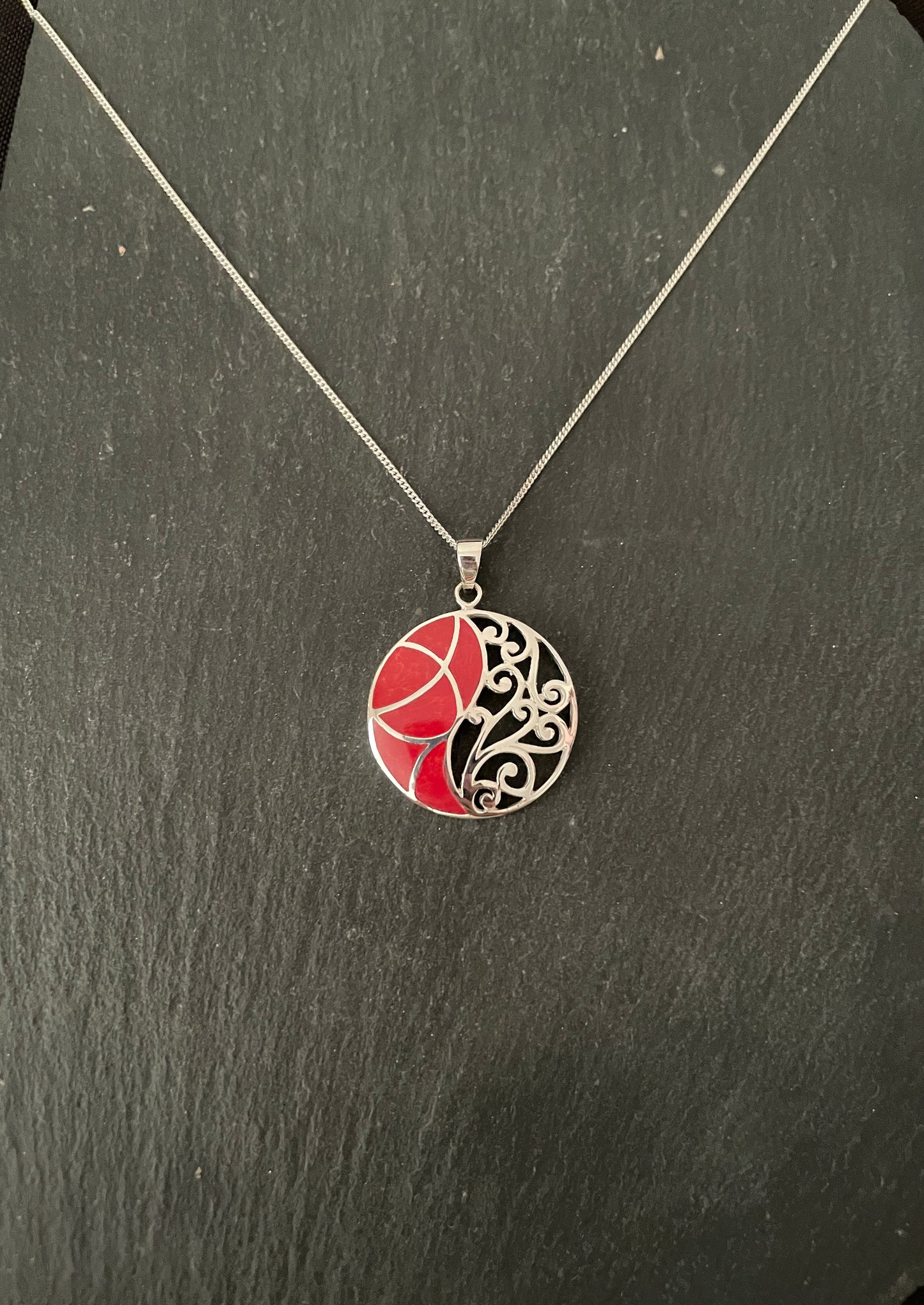Coral and Silver Pendant image 0