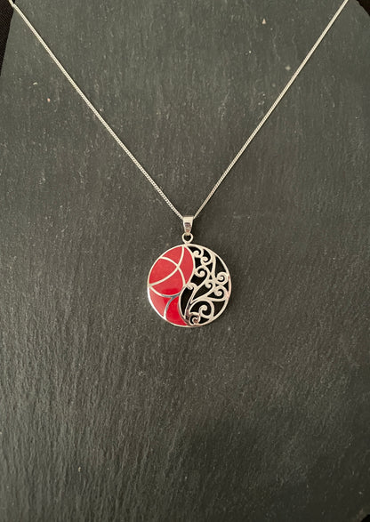 Coral and Silver Pendant image 0