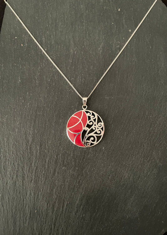 Coral and Silver Pendant image 0
