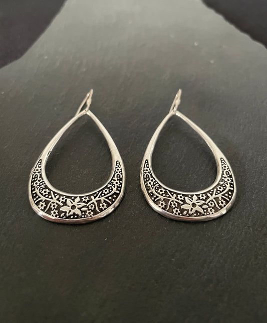 Silver Teardrop Drop Earrings image 1