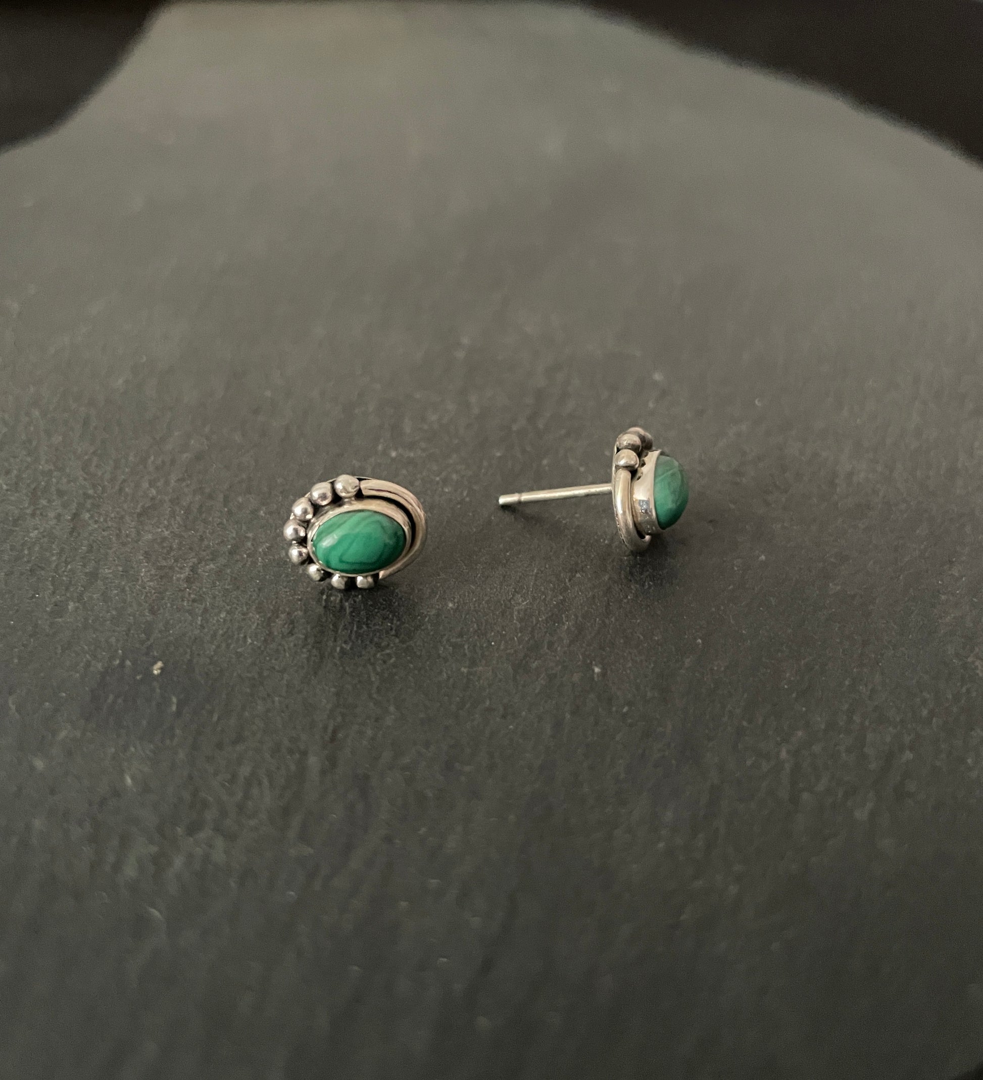 Oval Malachite Stud Earrings image 1