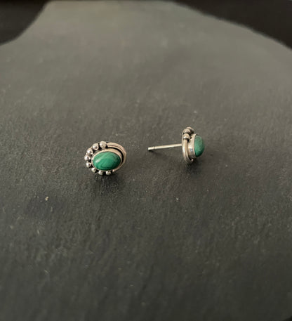 Oval Malachite Stud Earrings image 1