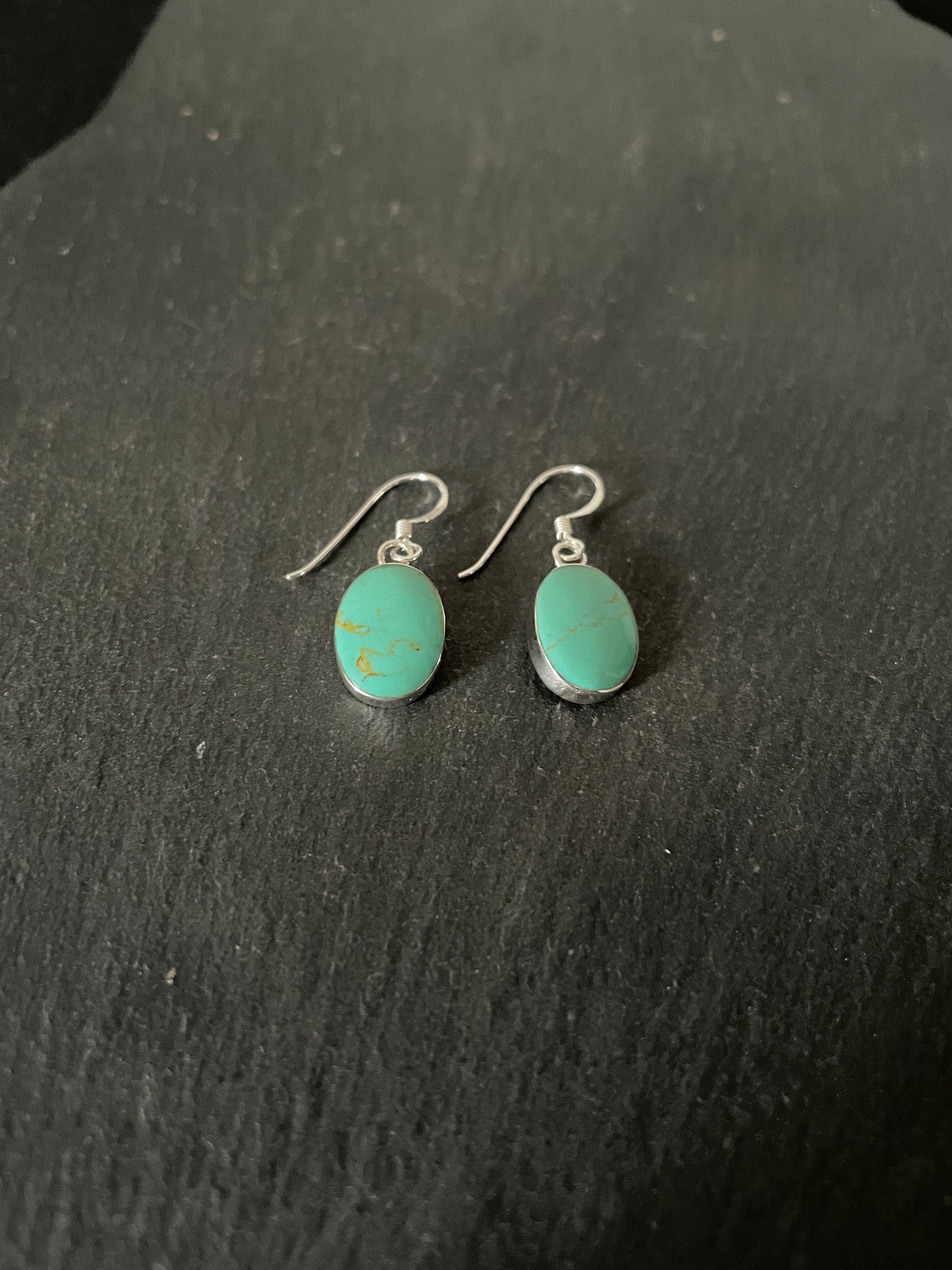 Oval Turquoise and Silver Earrings image 1