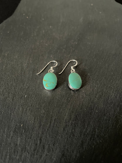 Oval Turquoise and Silver Earrings image 1