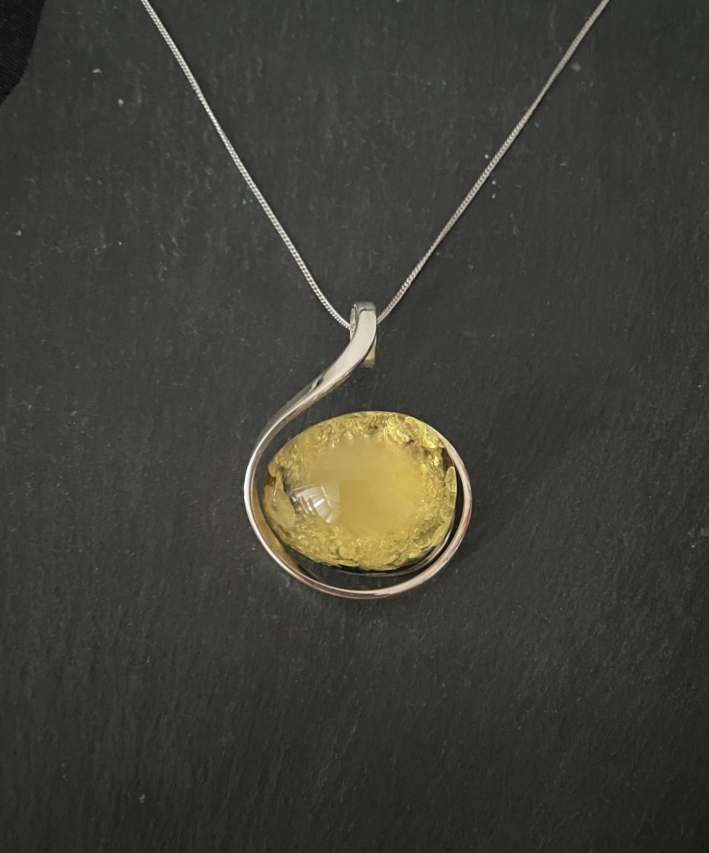 Amber and Handmade Silver Pendant image 0