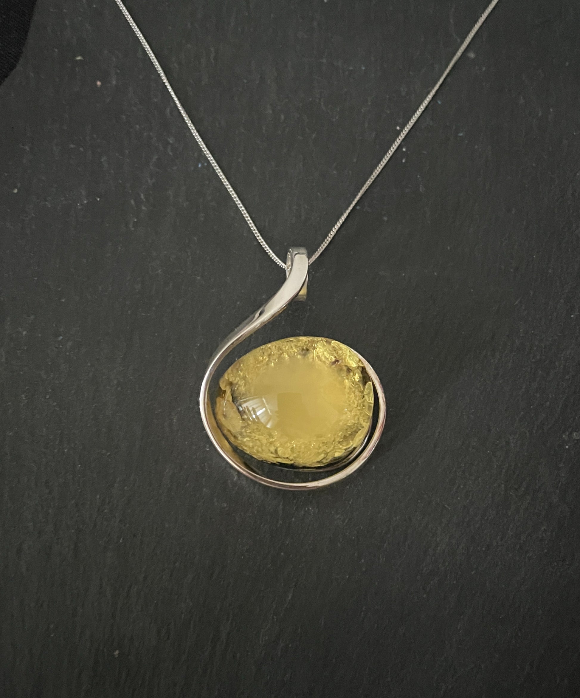 Amber and Handmade Silver Pendant image 0