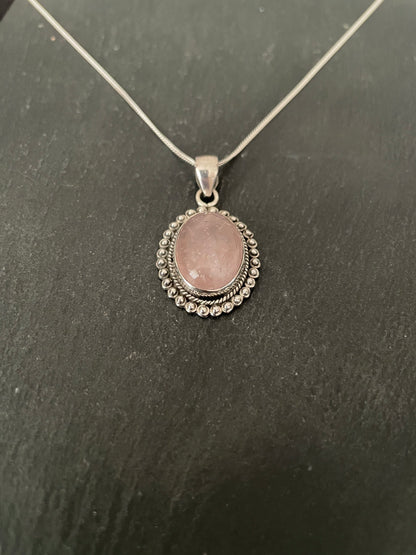 Rose Quartz Oval Pendant image 1