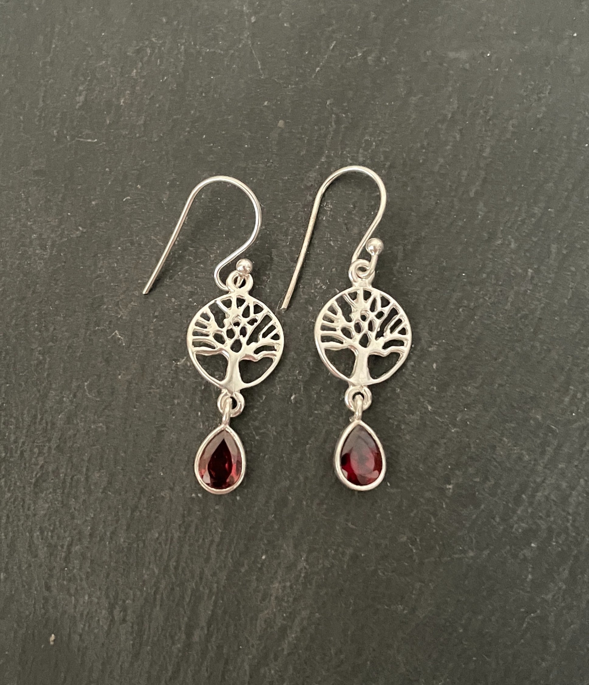 Tree of Life Garnet Earrings image 0