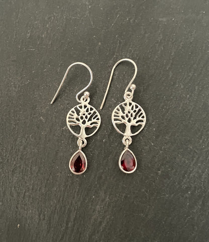 Tree of Life Garnet Earrings image 0