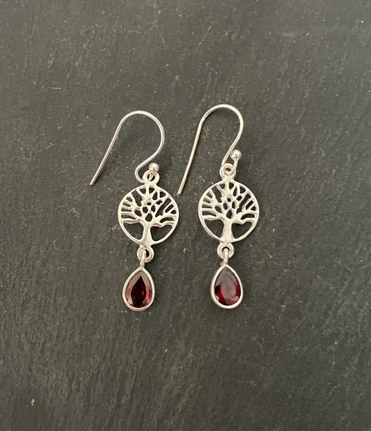 Tree of Life Garnet Earrings image 0