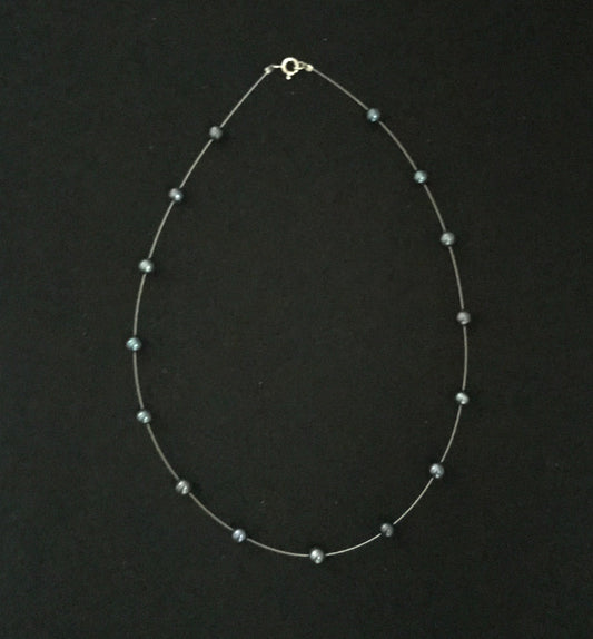 Dark Blue Pearl Necklace image 0
