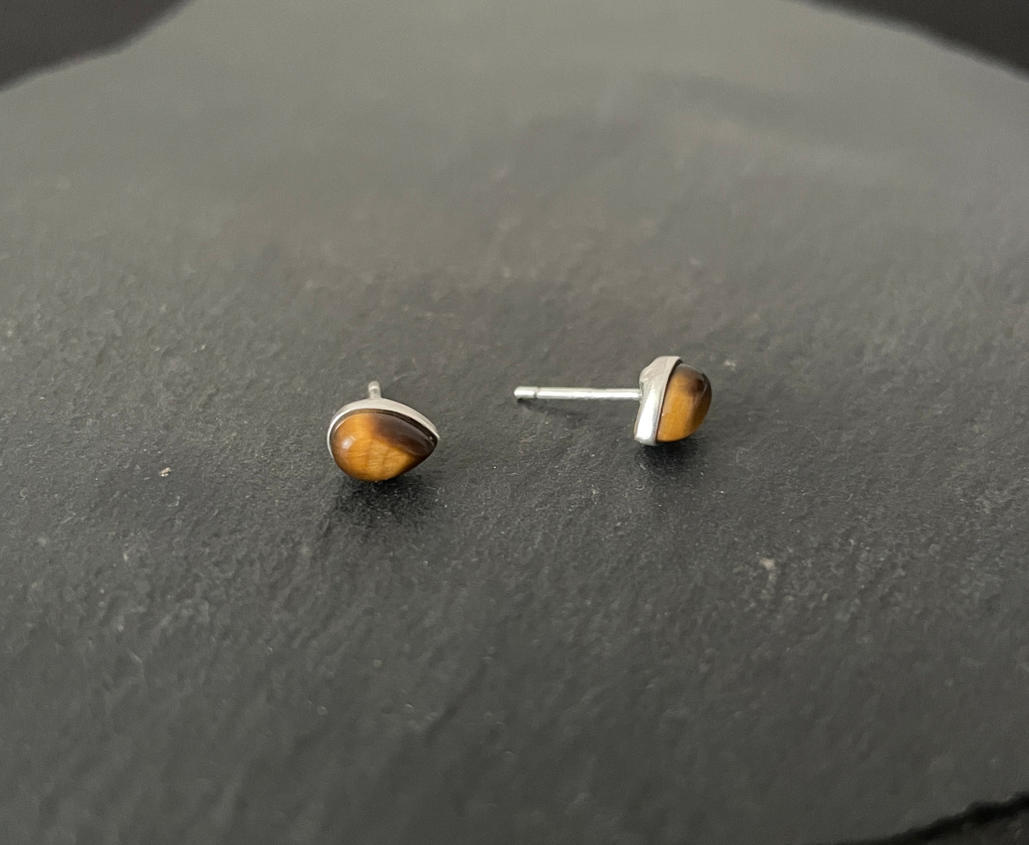 Tiger's Eye Teardrop Studs image 1