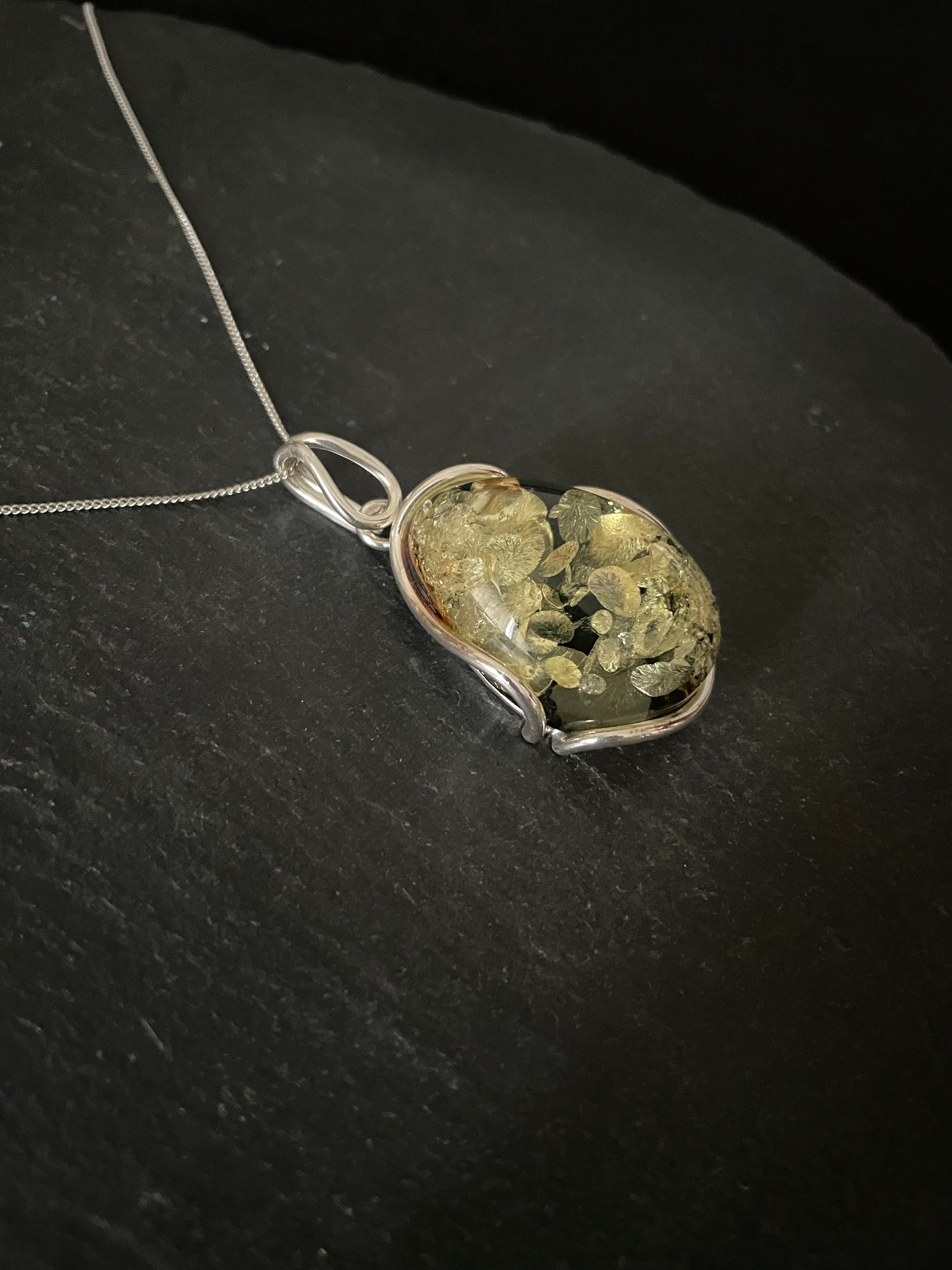 Amber Pendant with Handmade Silver Pendant image 2