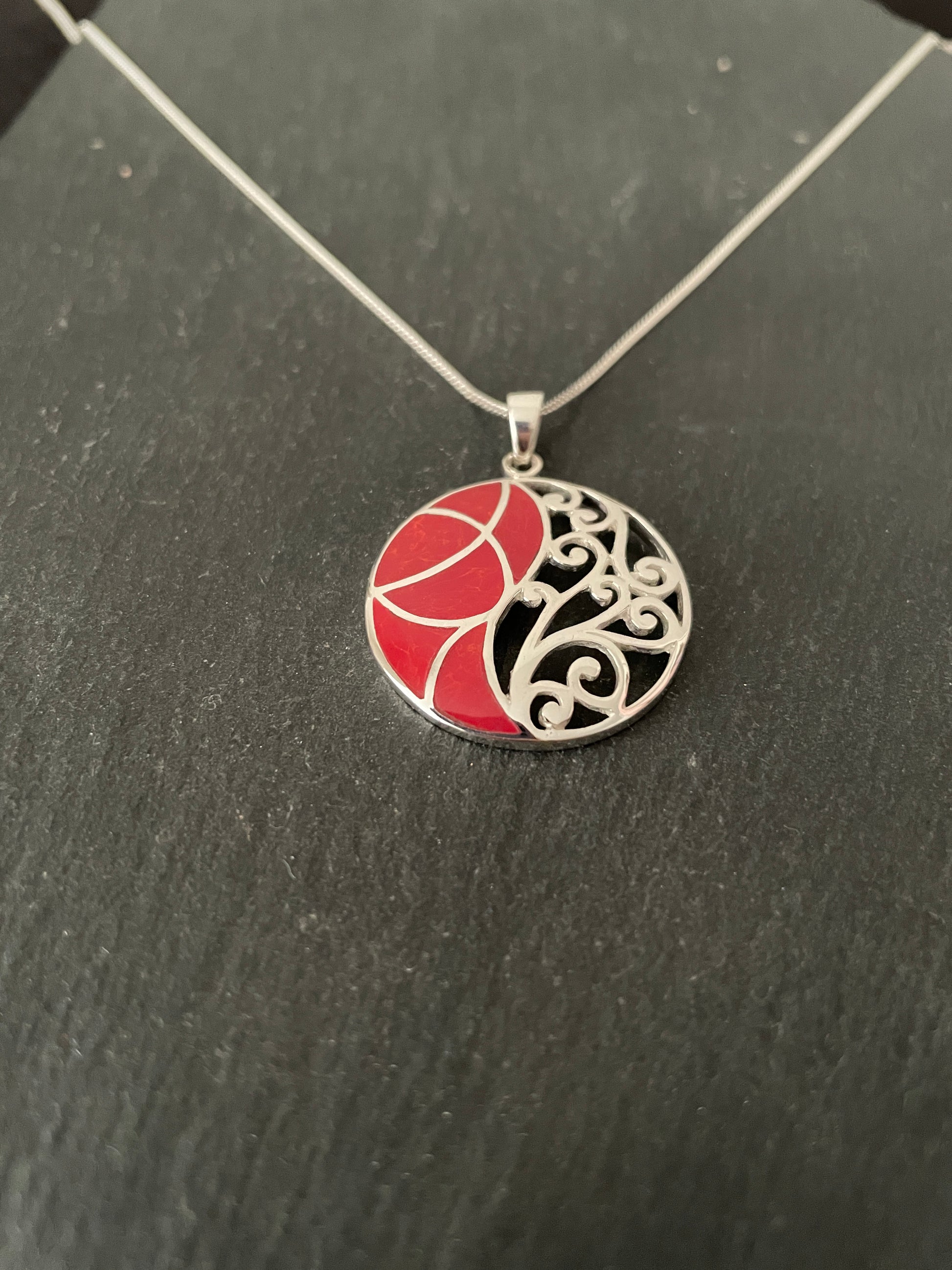 Coral and Silver Pendant image 1