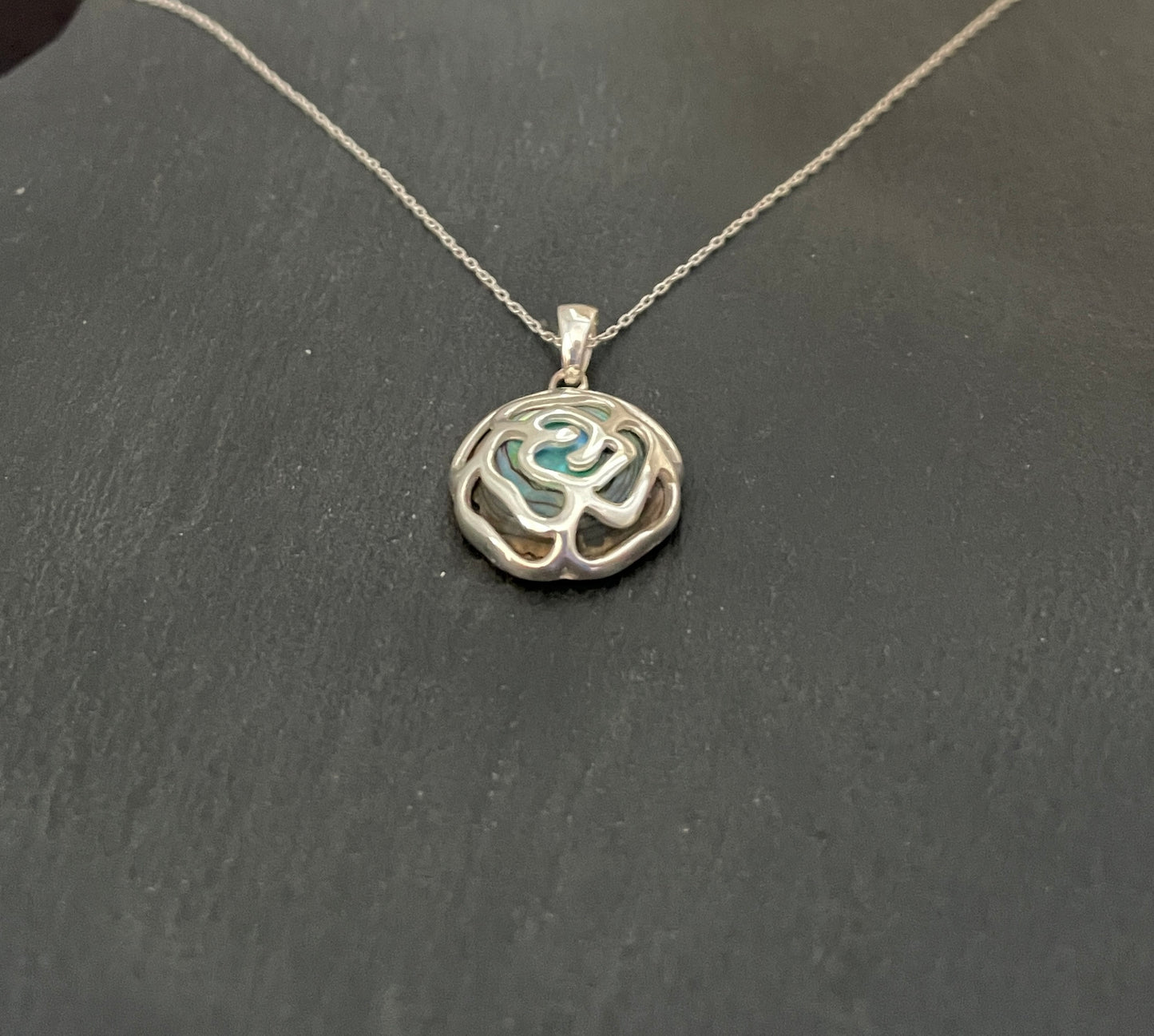 Paua Shell Rose Pendant image 1