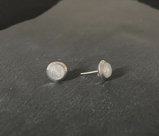 Moonstone Round Stud Earrings image 1