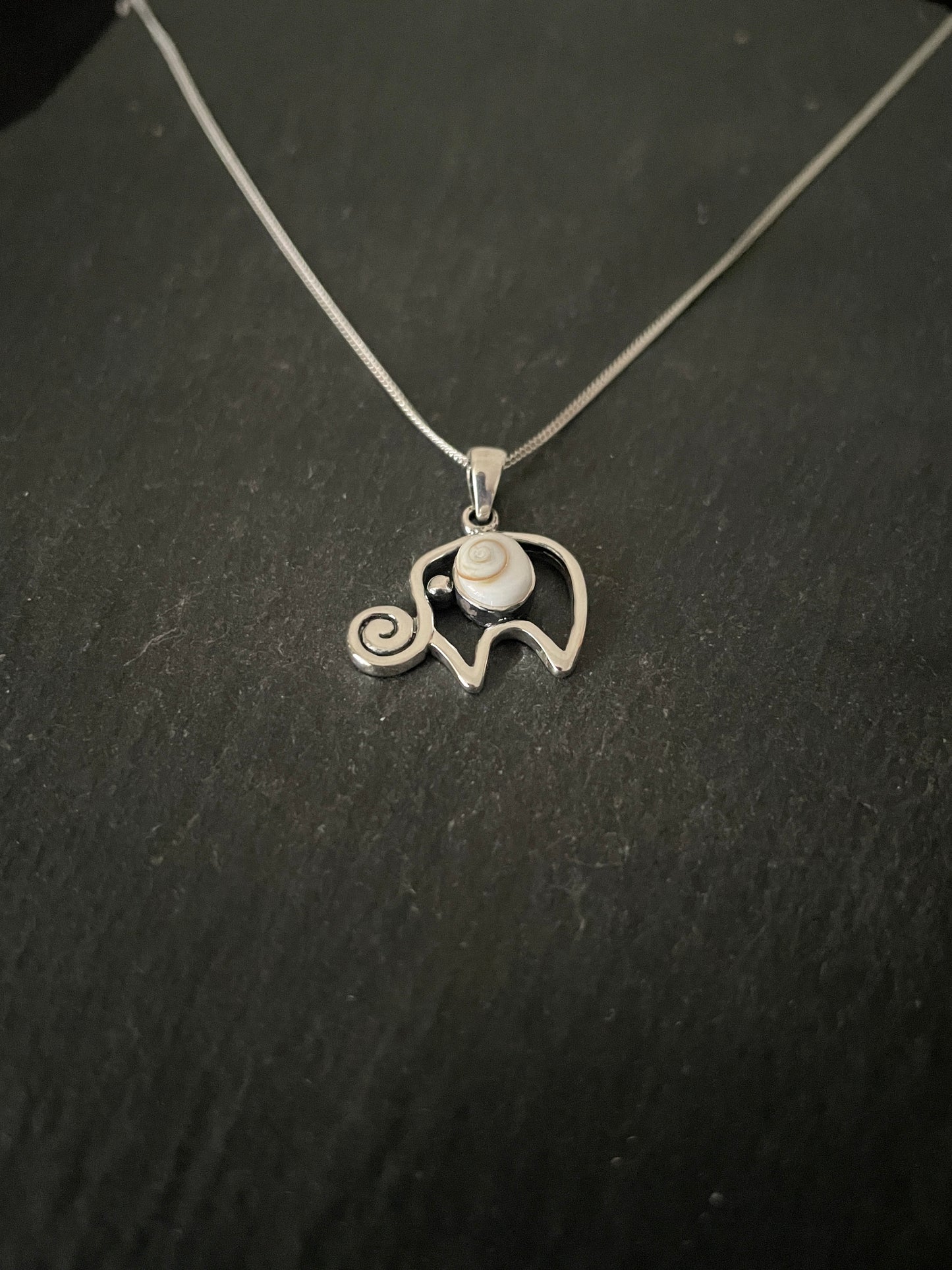 Shiva Shell and Silver Elephant Pendant image 1
