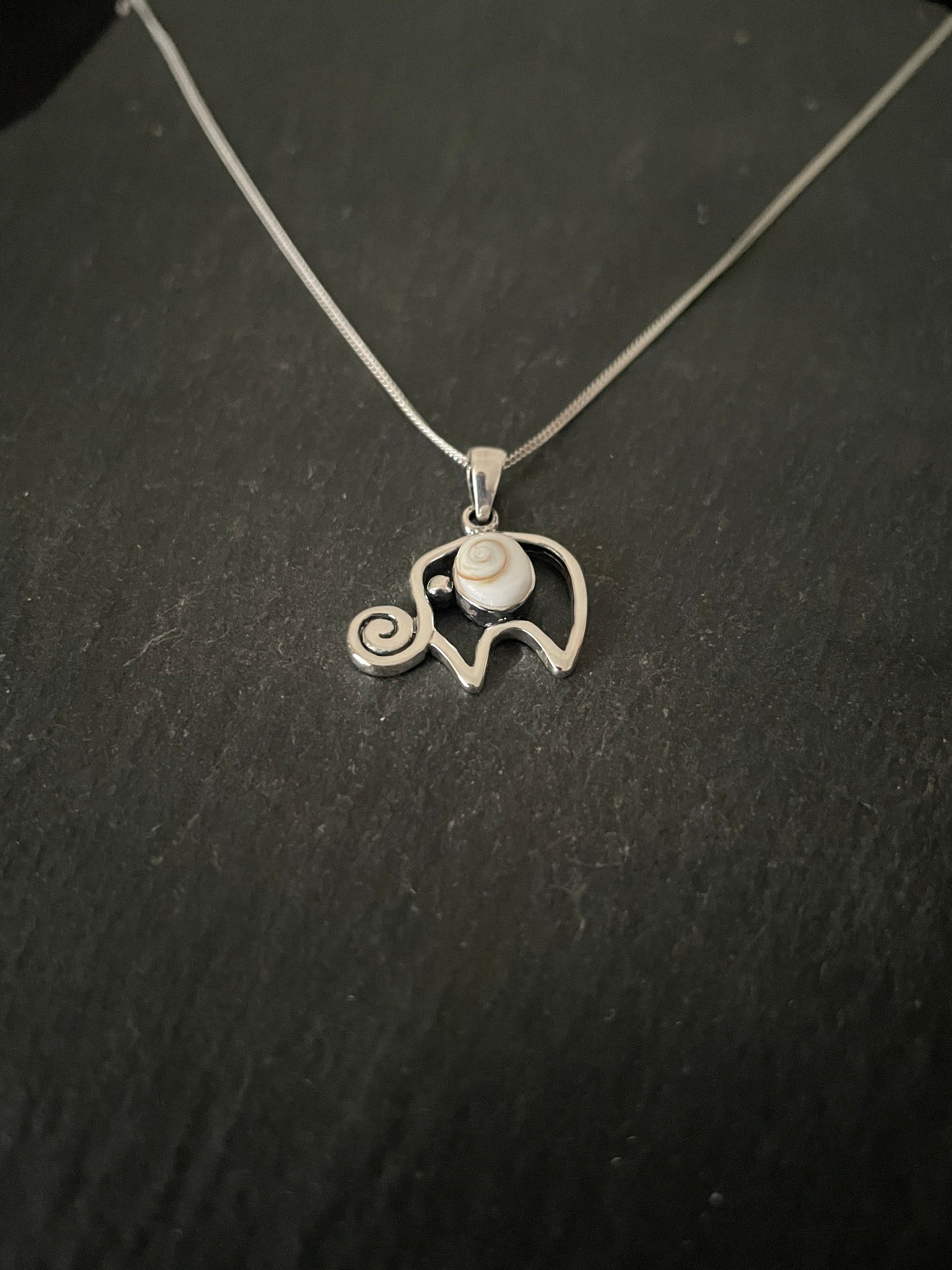 Shiva Shell and Silver Elephant Pendant image 1