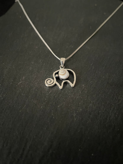Shiva Shell and Silver Elephant Pendant image 1