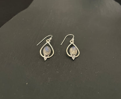 Moonstone and Silver Teardrop Earrings image 1