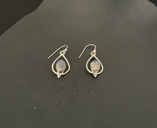 Moonstone and Silver Teardrop Earrings image 1