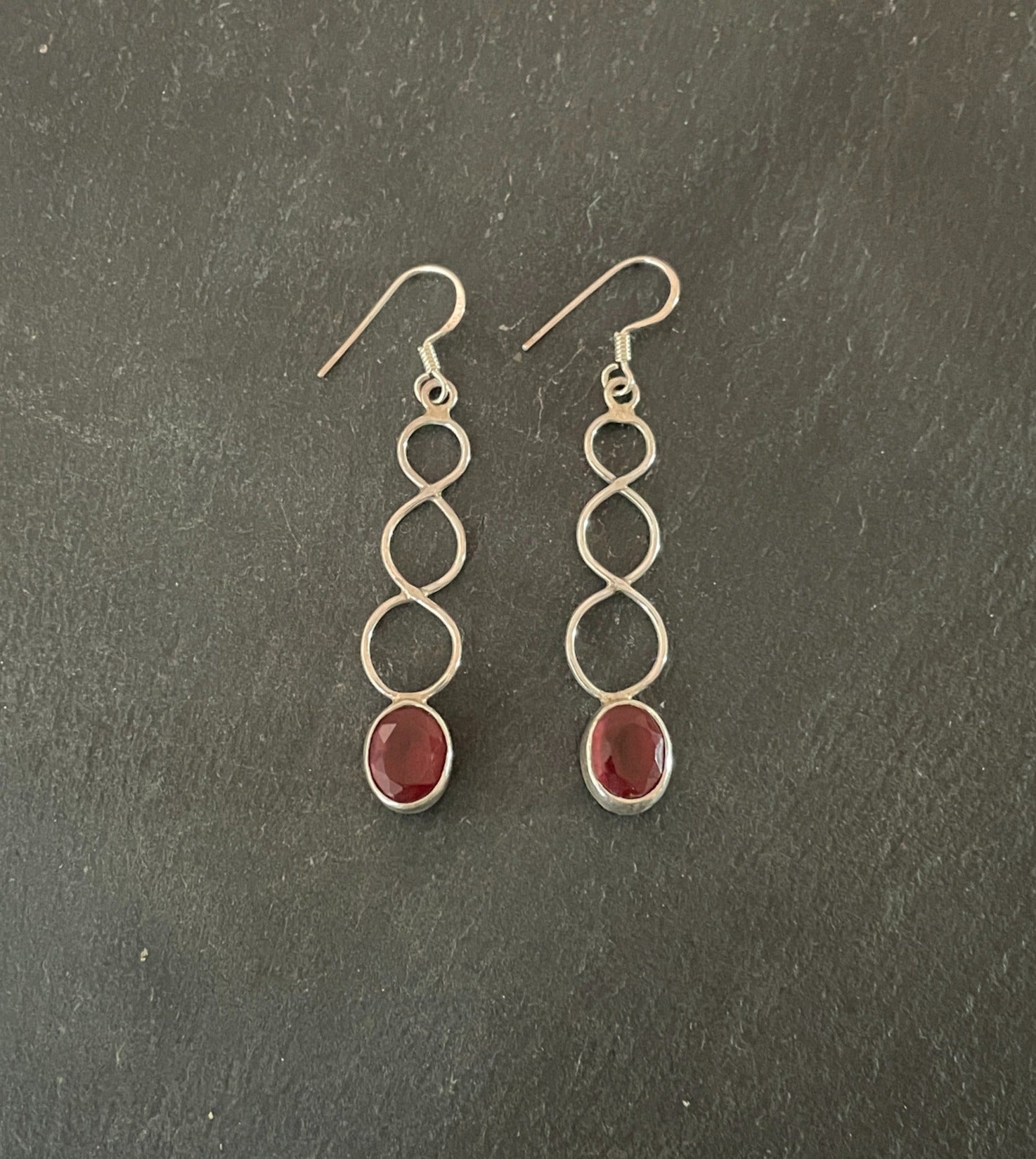 Ruby and Silver Drop Earrings image 0