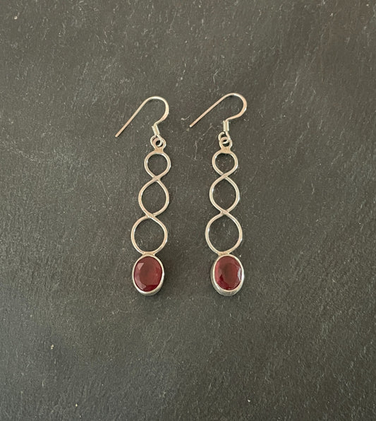 Ruby and Silver Drop Earrings image 0