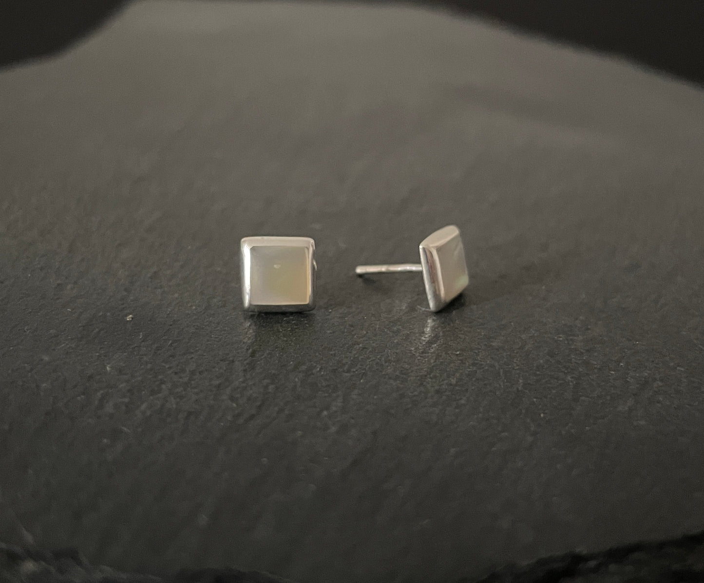Mother of Pearl Square Stud Earrings image 1