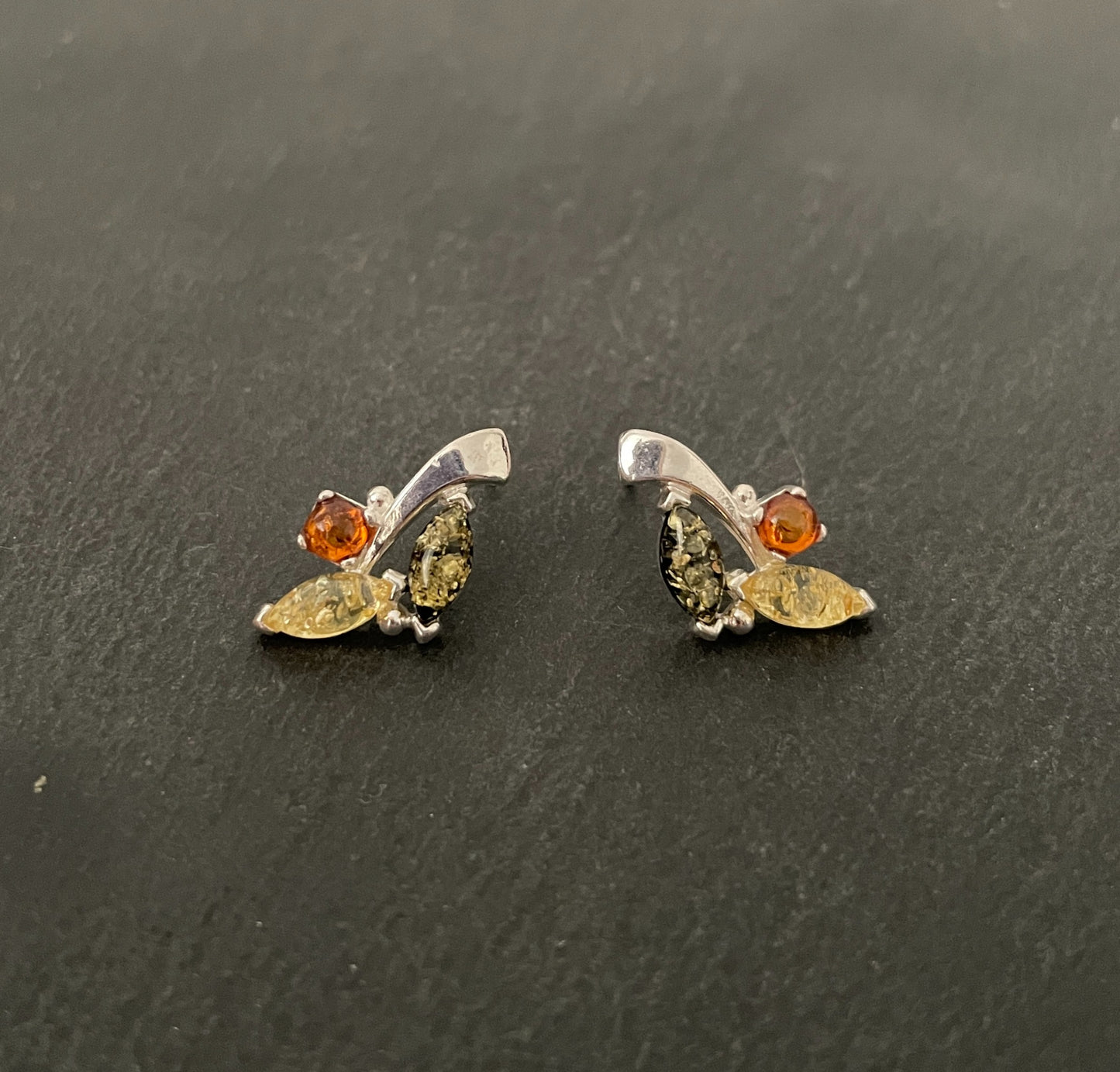 Amber and Silver Studs image 0